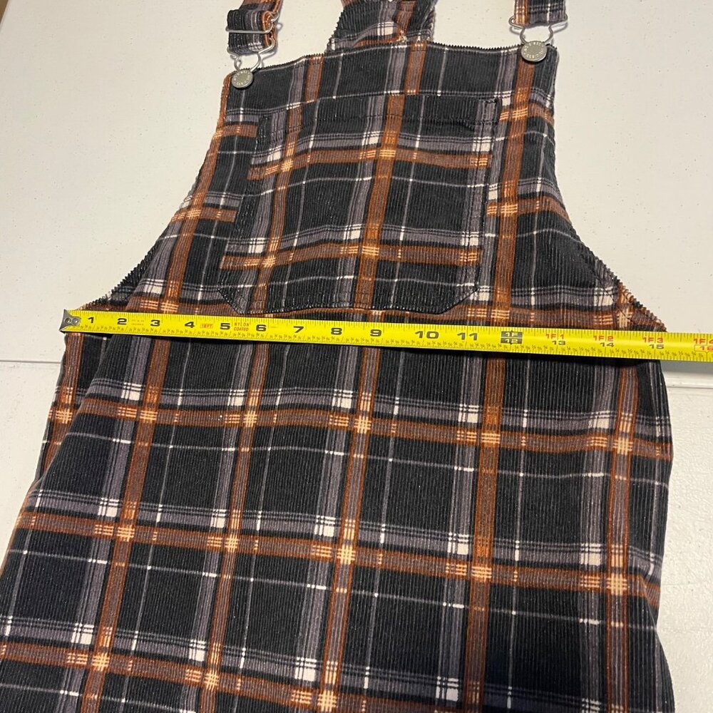 Plaid Corduroy Pinafore Dress With Adjustable Straps For Casual Or Layered Wear - Picture 7 of 13